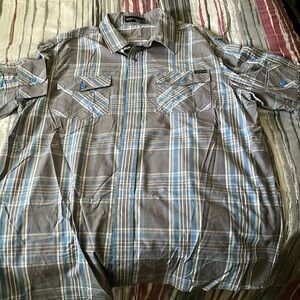 Grey/blue Rocawear button down shirt